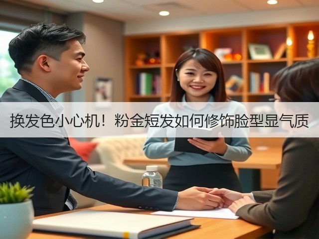 换发色小心机!粉金短发如何修饰脸型显气质(图2) 换发色小心机!粉金短发如何修饰脸型显气质(图2)